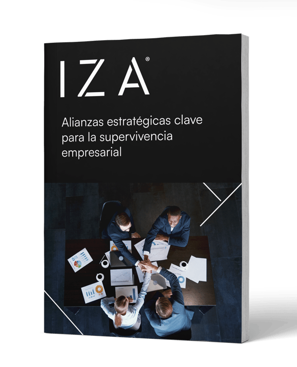 Mockup empresarios teniendo una junta en oficinas IZA